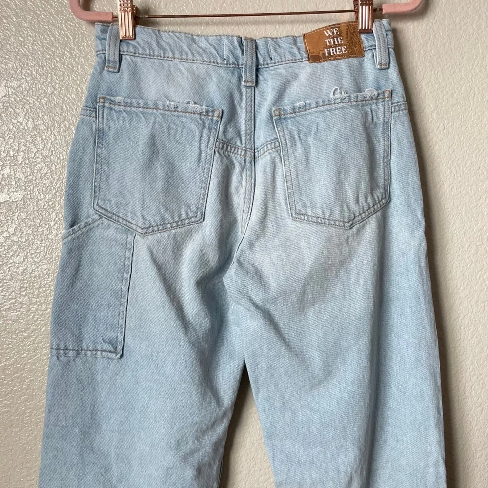 Free People Jeans 26S Tinsley Baggy Distressed Wide Leg Denim Cotton We The Free